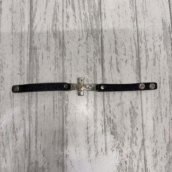 Layered Metal Cross Bracelet - Picture 4 of 5